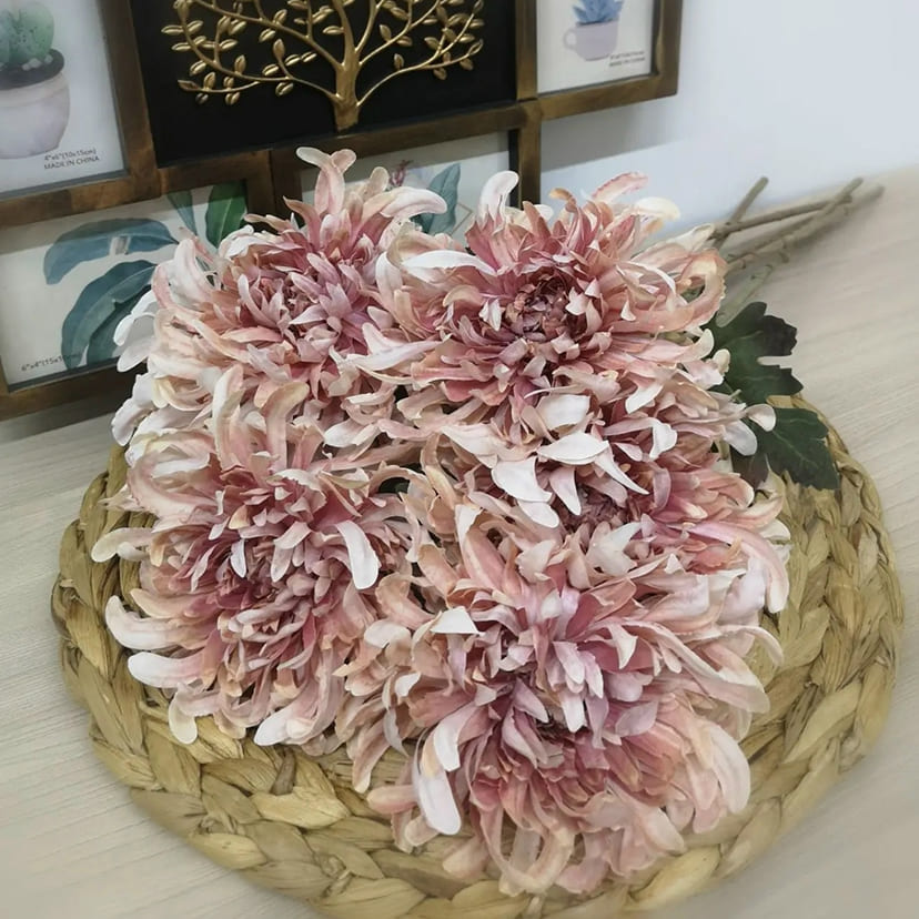 Искусственные цветы в Барнауле | Цветок искусственный «Хризантема», персиково-розовая, одиночный