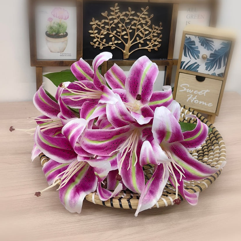 Искусственные цветы в Барнауле | Цветы искусственные «Лилии крупные», розово-сиреневые, букет