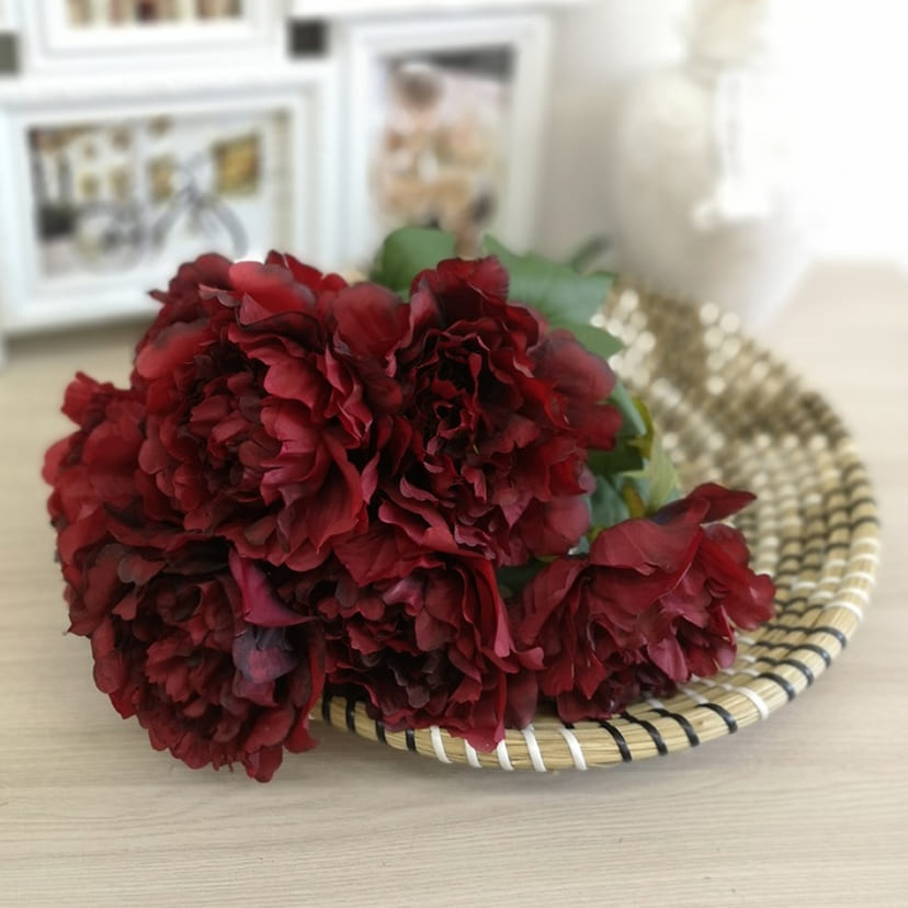 Искусственные цветы в Барнауле | Цветы искусственные «Пионы», бордовые, букет