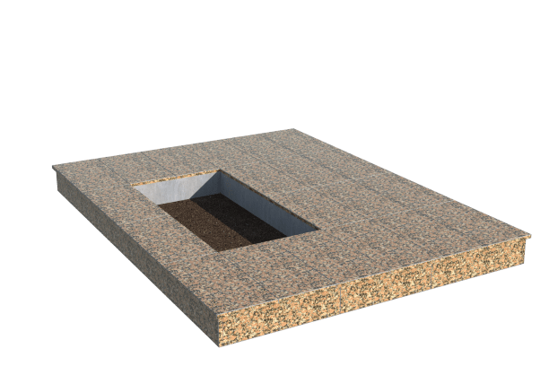 Площадки на могилу в&nbsp;Барнауле | Площадка с вертикальной (15 см) облицовкой Южно-султаевским гранитом (под цветник)