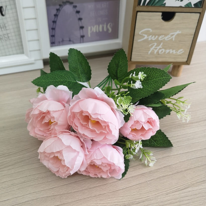 Искусственные цветы в Барнауле | Цветы искусственные «Минипиончики с гипсофилой», нежно-розовые, букет