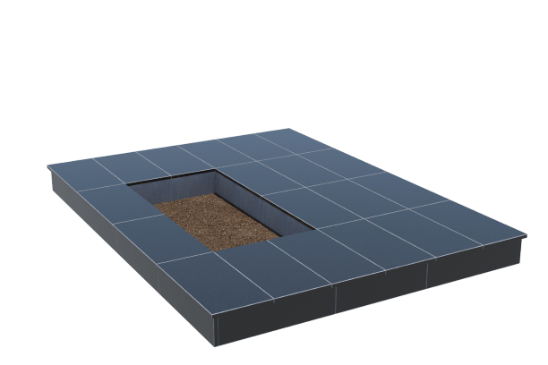 Площадки на могилу в&nbsp;Барнауле | Площадка с вертикальной (15 см) облицовкой гранитом Габбро (под цветник)