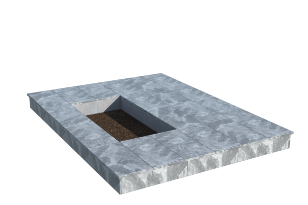 Площадки на могилу в&nbsp;Барнауле | Площадка с вертикальной (15 см) мраморной облицовкой (под цветник)