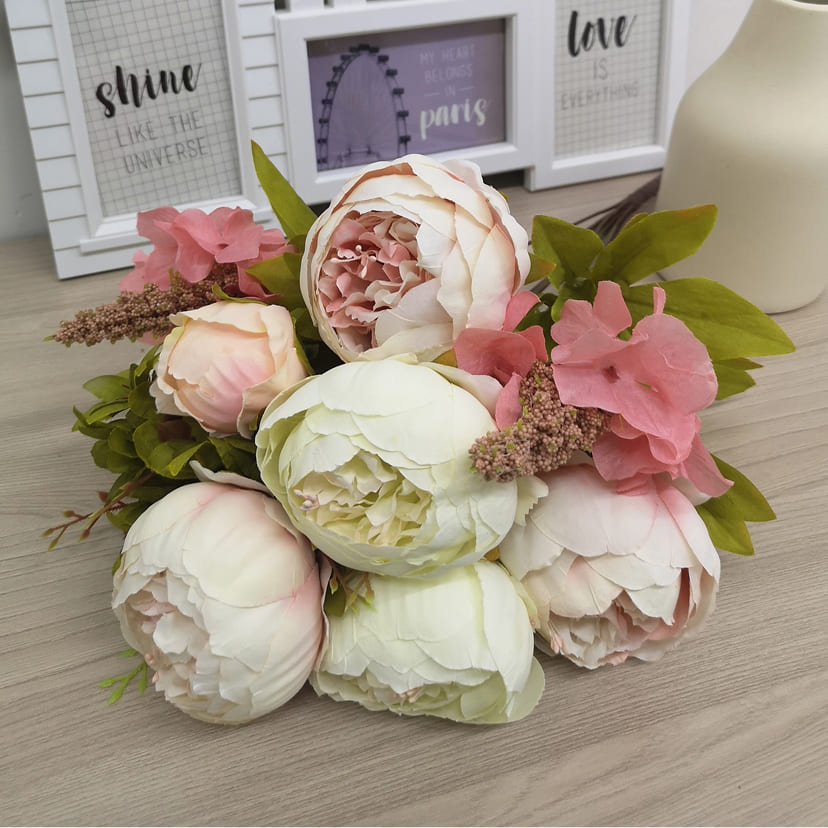 Искусственные цветы в Барнауле | Цветы искусственные «Пионы», молочно-розовые, букет