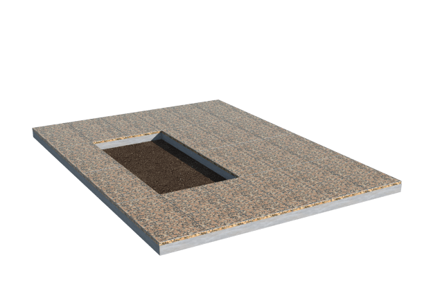 Площадки на могилу в&nbsp;Барнауле | Площадка с облицовкой Южно-Султаевским гранитом (под цветник)