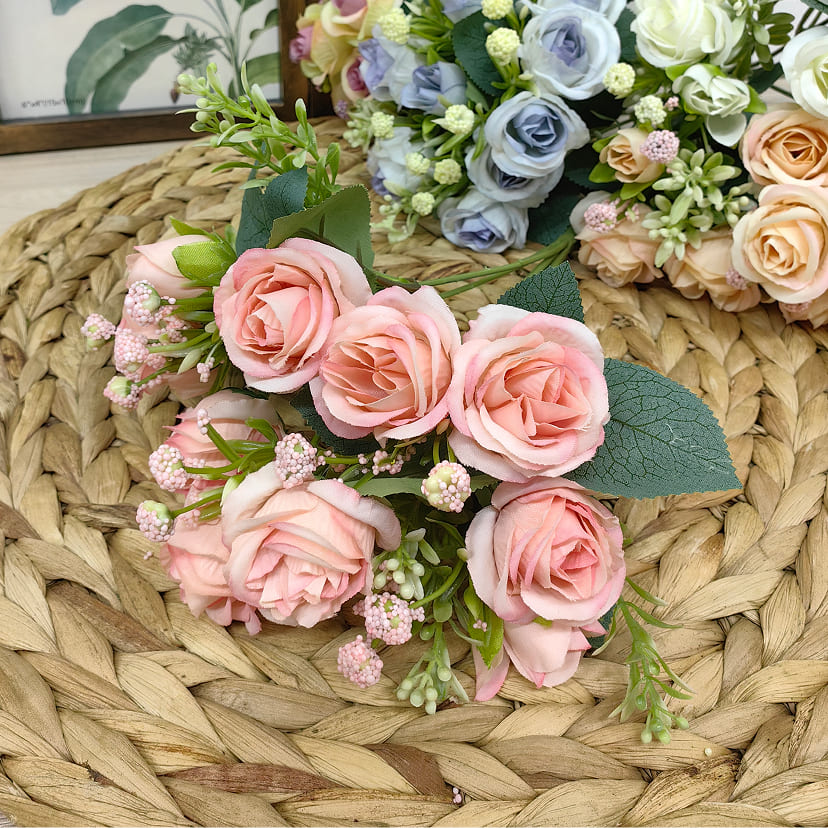 Искусственные цветы в Барнауле | Цветы искусственные «Розы», нежно-розовые, букет