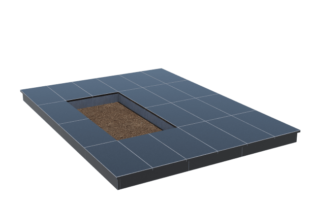 Площадки на могилу в&nbsp;Барнауле | Площадка с вертикальной (10 см) облицовкой гранитом Габбро (под цветник)